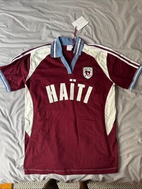 Stella Jean L’Haitiana Burgundy with Light Blue Trim. 46 IT. Relaxed fit